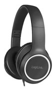 LogiLink HS0053 stereoheadset med mikrofon, med integrerade kontroller, mjuka öronkuddar och lätt justerbart pannband Svart Normal