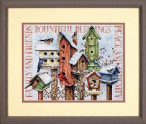 Broderi med korsstygn - DIMENSIONS - D70-08863 - Vinter - Färg beige - Räknade mått