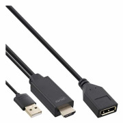 INLINE HDMI M till DisplayPort F-omvandlarkabel - Videokabel - HDMI, USB (endast ström) (M) till DisplayPort (W) - 30 cm - svart - 4K-stöd, aktiv