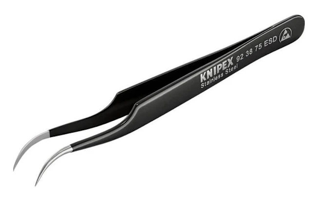 Knipex 92 38 75 ESD Precisionspincett Skärspets, böjd 45° 120 mm