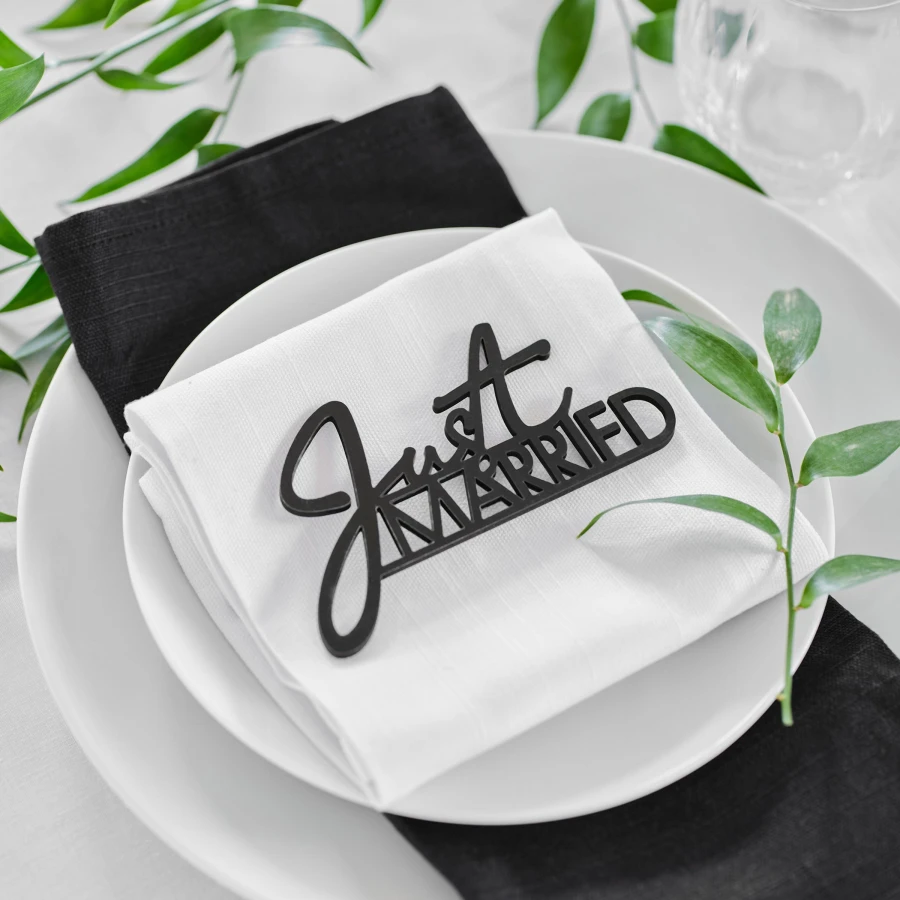 Bordsdekoration Just Married Svart - 6-pack