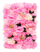 Konstgjord blomstervägg - Rospaneler - 12 st 60x40 cm - Silkesblommor - Inomhus hemdekoration för årsdag - Rosa