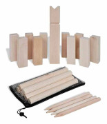 Kubb-spelset i trä - VIDAXL - 1428941 - Furu - komplett kit 21 delar - med transportnät