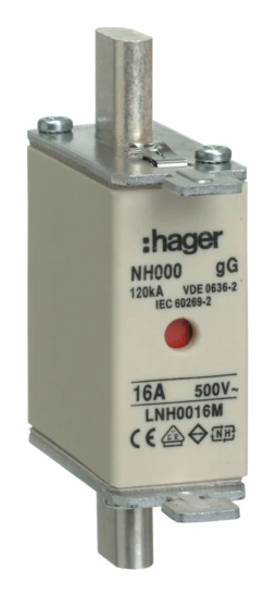 Hager Polo Fuse Insert NH000 16A 500V gG (LNH0016M)