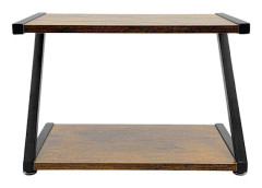 Skrivareställ - 2-vånings skrivbordshylla - Justerbara fötter - Z-form - 10 kg kapacitet - 44×28×29 cm - Stål + MDF - 25 cm hyllavstånd - Brun