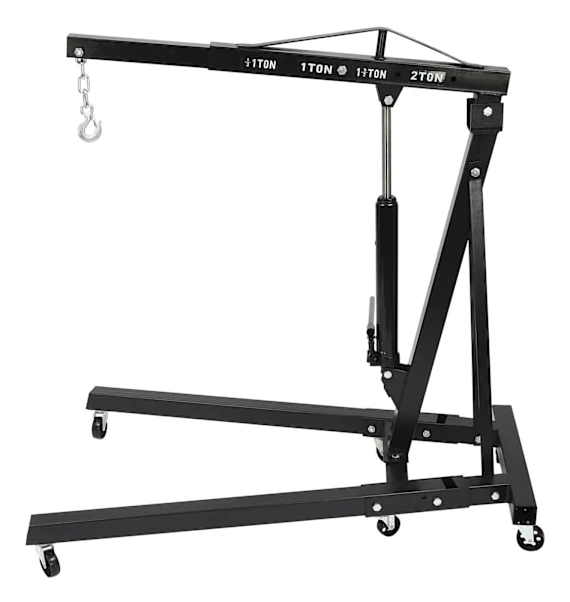 Motorlyft/verkstadskran - Hydraulisk hopfällbar motorkran - Kapacitet 0,5–2 ton - Lyfthöjd 0–2,1 m - 6 hjul - Justerbar bom - Kolstålsram