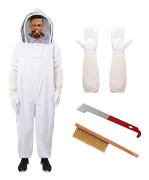 Biodlardräkt Vit Helkroppsskyddsset med Slöja Handskar Verktyg Andningsbar Säkerhetsdräkt för Biodlare**XL XL