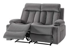 Loveseat reclinersoffa, 90,3x165,5x87 cm, grå, sammet