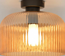 Luigi taklampa, bärnstensfärgad/svart, Ø 25 cm – COREP SAS - Vardagsrum - Modern - Glas - Med lampskärm