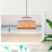 Mallorca hänglampa, vit/naturfärgad, Ø 38 cm – COREP SAS - Vardagsrum - Tyg / textil - Med lampskärm