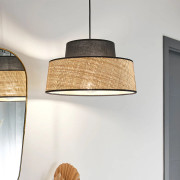 Mallorca hänglampa svart/naturfärgad, Ø 38 cm - COREP SAS - Vardagsrum - Tyg / textil - Med lampskärm