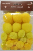 Pom-poms gul 15-40 mm 30 st