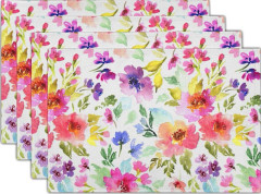 Set med 4 Tvättbara Halkfria Värmebeständiga 12×18 Tum Vårblommig Akvarell Flerfärgade Tjocka Bordstabletter Dekorativa Lin
