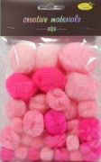 Rosa nyansade pom-poms 15-40 mm 30 st