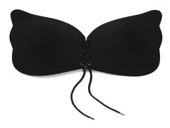 Självhäftande axelbandslösa behåar för kvinnor Rygglösa osynliga push-up samlande bralette underkläder Black B