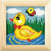 Broderi med ram. Mitt första broderi - Anka