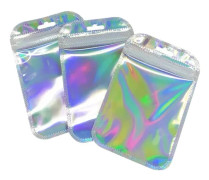Ziplock-påsar, Återanvändbara plastpåsar, Perfekta för förpackning,Regnbåge Aluminium-a, 6.5x10cm, 100st-b