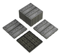 Kompositträdäckplattor, Allväders, Sammanlänkad Design,Grå 9PCs