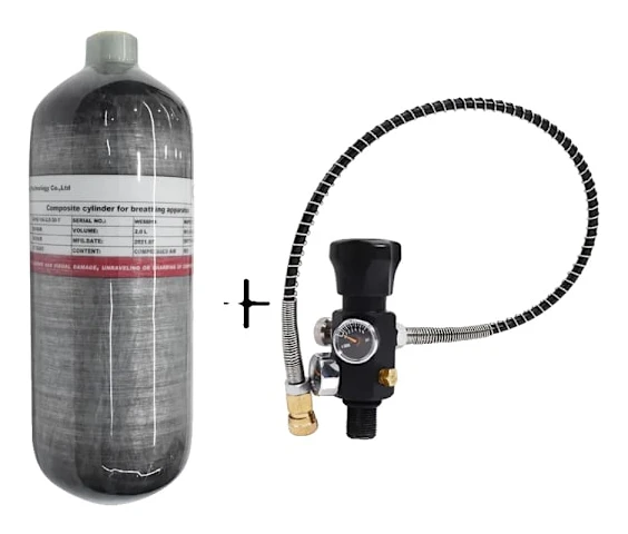 Högtryckscylinder, Lättviktskolfiber, 2L Volym,2L med ventil C