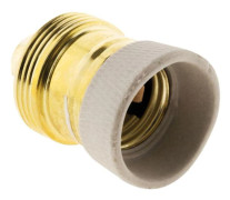 E27 brass socket with porcelain collar - 250V - for indoor use - Brass with porcelain collar