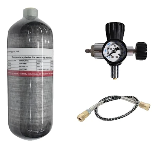 Högtryckscylinder, Lättviktskolfiber, 2L Volym,2L med ventil A
