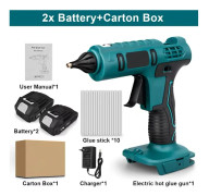 Sladdlös limpistol 100W - Mini smältlimpistol - Batteridriven 18V - 2 batterier ingår - För hobby och reparationer - EU