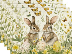 wxsp Mode Fjärilar blommor Påskägg kaniner Påsk Set med 4 bordstabletter vår köksbordsdekoration inomhus semesterfestdekor 30x45