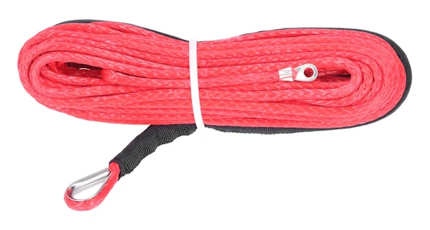 Winch Rope 4.8mm x 15m Synthetic Fiber 5500 lbs Breaking Strength Waterproof for ATV UTV Trailer Red