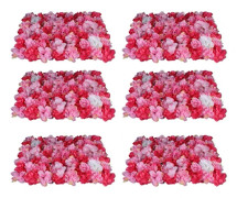 Konstgjord blomvägg - Paneler 6-pack - UV-beständig - Sekretesshäck/staket - Utomhus, bröllop, fest, årsdag - Plast - Röd