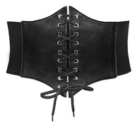 Midjebälte för kvinnor, elastiskt, snörning, Waspie-korsettbälten för kvinnor black M
