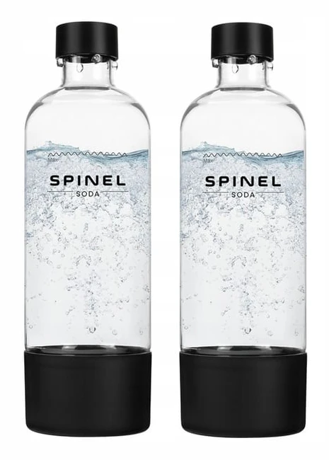 Återanvändbara flaskor - Spinel Soda - BubbleON 1L - Paket om 2 - Vattentäta - BPA-fria - Kompakta