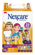 Plåster för barn Nexcare Happy Kids - 2 storlekar - assorterat - hypoallergent
