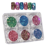 6x Glitterpulver för nagelkonst - Set 017