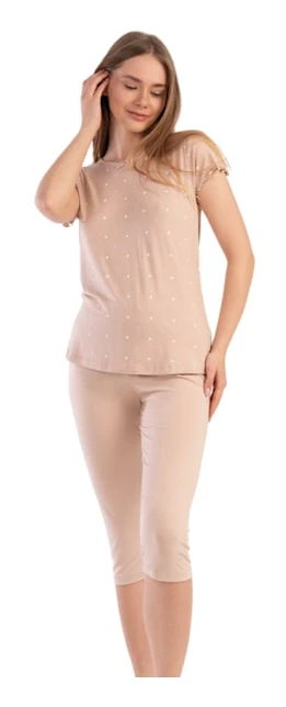 Dampyjamas med kort ärm i viskos, storlek S Vienetta