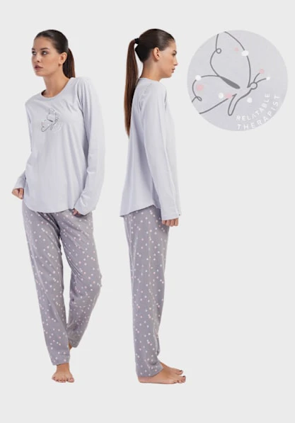 Dampyjamas i bomull med långa byxor och långa ärmar 6XL Vienetta bekväm