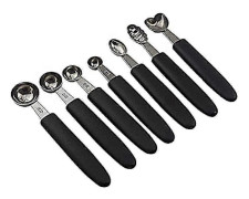 7 st Rostfritt Stål Melon Baller Scoop Set för Skärning och Skopa Frukt Meloner Tårta