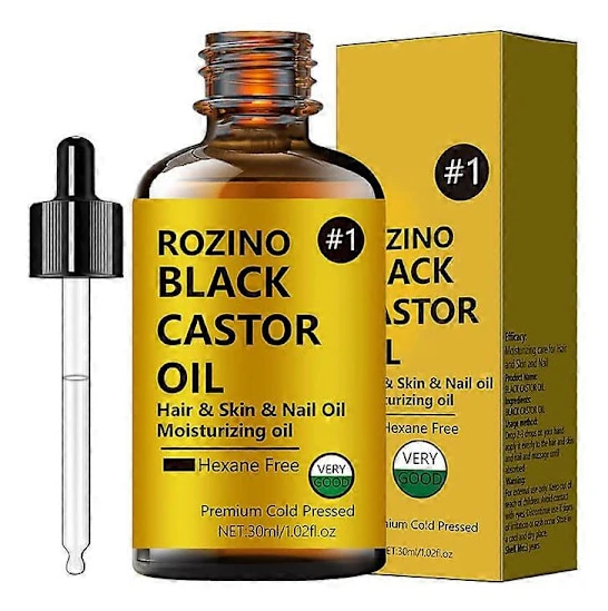 Naturlig svart ricinolja för hårväxt och hudvård, 100 % ren kallpressad, hårbotten-, nagel- och hårolja 1pc