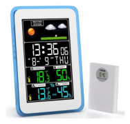 Trådlös väderstation för inomhus- och utomhusbruk – Termometer, hygrometer, barometer – 10 funktioner – LED-sensor med bakgrundsbelyst skärm
