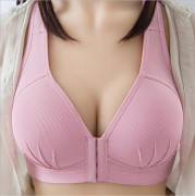 Plus Size Push Up BH Frontstängning Enfärgad Behå 36-46 Trådlösa Underkläder för Kvinnor A