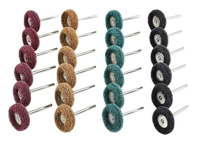 40 st 25 mm slipande polerhjul, polertillbehör för Dremel roterande verktyg - brunt 80 korn / grönt 150 korn / rött 240 korn / svart 300 korn, skurning
