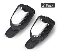 2-pack multifunktionell solglasögonhållare för bilvisir, glasögonfäste i läder med biljettkortklämma, aluminiumklämma, inbyggd svamp, svart