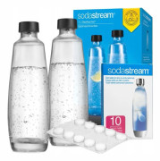 Glasflaskor - SodaStream - DUO - 2x1L med 10 rengöringstabletter - Diskmaskinskompatibel