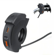 Motorcycle USB Charger 48W 2 Ports QC3.0 18W PD3.0 30W with Switch IP65 USB-C Socket 12-24V Fast Charging Compatible with Phone GPS Camera
