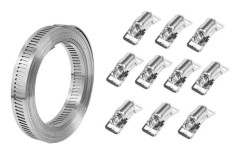 5M 304 Slangklämma 10 Huvuden Trädgårdsstaket Bilmontering Rostfritt Stål Klämsats, 12,6 mm Bredd Justerbar med för