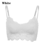 Push Up BH Vadderad linne Spets Blommig Bralette VIT
