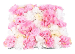 Blomvägg rosor - Konstgjord blomvägg - 3D rosor - Bröllops- och partydekoration - Plast - Rosa och krämgul