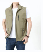 Vår och Höst Väst Herr Ungdom Stor Storlek Väst Tunn Fiske Casual Väst Herr Jacka Väst 5XL khaki