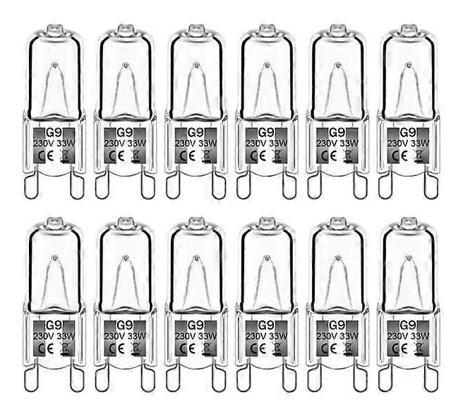 12-pack G9 Halogenlampor 33W 230V 2800K Varmvit 380lm Klar Kapsel Halogenlampor Dimbar Ingen Blinkning Ingen Flimmer [HK]