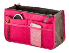 Väskaorganisator - Multifunktionell - Nylon - 28x17x9 cm - Rosa - 13 Fickor