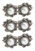 3st Midjeknappar i Metall med Blommor, Midjeåtstramare för Byxor och Klänningar, Eleganta Knappar för Kvinnors Moderiktiga Outfits i Samma Färg